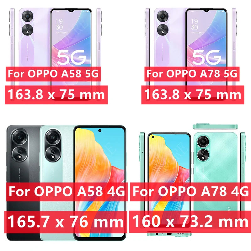 6-in-1 For OPPO A58 Glass For OPPO A58 Tempered Glass 9H Protective Full Cover Glue Screen Protector OPPO A 58 A58 4G Lens Glass