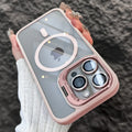 Luxury Lens Holder Transparent Magnetic Wireless Charge Case For iPhone 11 12 13 14 15 16 17 Air Pro Max Plus Shockproof Cover
