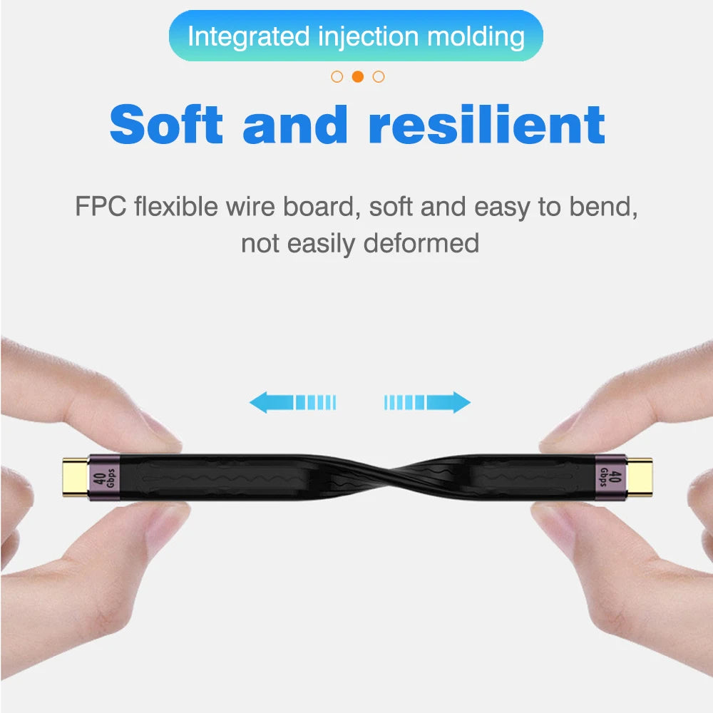UGOURD USB4 Type C Data Cable 40Gbps USB C Short Cable PD 100W 240W 8K for Thunderbolt 3/4 SSD iPhone 15 Pro Max Power Bank