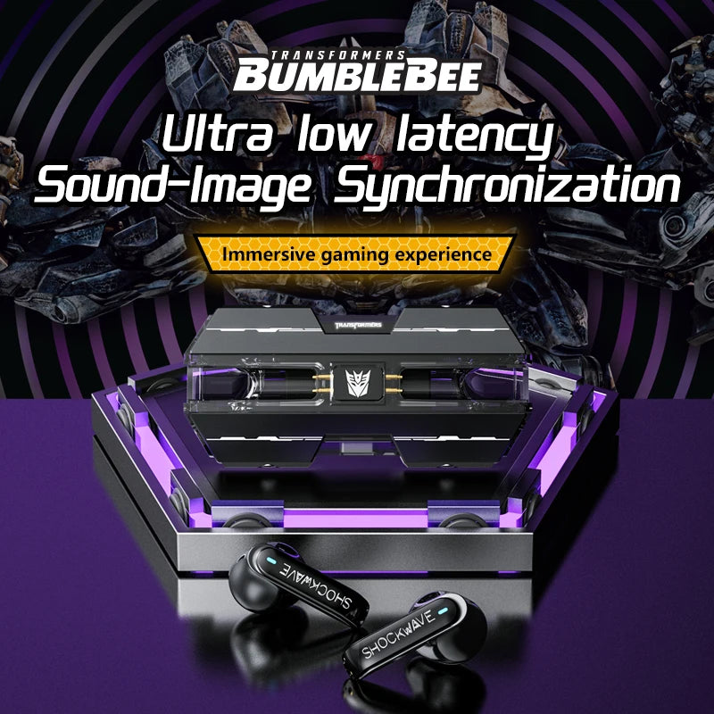 Ship From US Transformers TF-T01 Gaming Earphones Bluetooth 5.4 ENC Noise Reduction Headphones HD Call Music Earbuds Bumble Bee