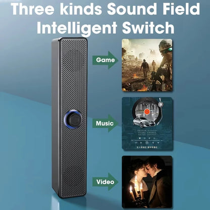 4D Bluetooth Computer Sound Bar Stereo Sound Subwoofer Loudspeaker With Mic For Macbook Laptop Notebook PC Music Player