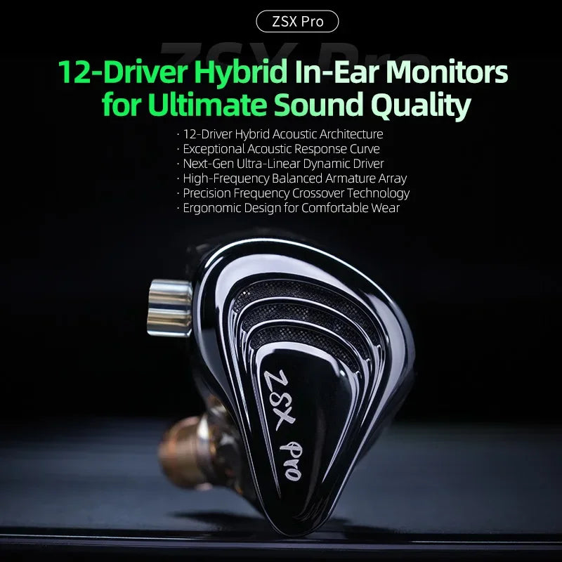 KZ ZSX Pro 5BA 1DD Hybrid Drive Unit Earphones 10mm Dynamic Drive IEMs HIFI Sport Game Earbuds Music Headsets ZSXPRO ZAX ZAS ZAR