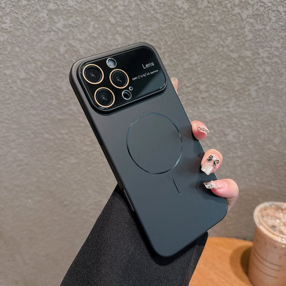 Magnetic Large Window Lens Protection Phone Case For iPhone 11 12 13 14 15 16 17 Pro Max 17 Air PC Thin Circle Hard Phone Cover