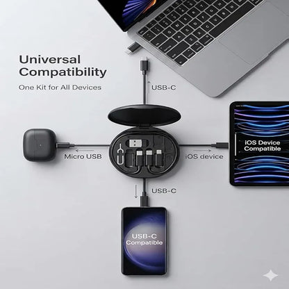 General Multifunctional 60W Type C Data Cable Set Fast Charge For IPhone Chargers Storage Box Card Pin Travel Box Phone Holder