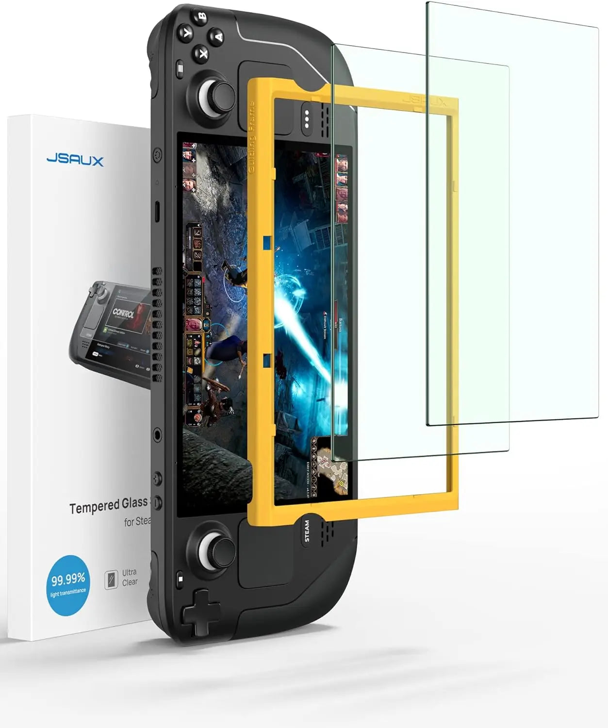 Steam Deck Screen Protector, Anti Glare Protector 9H Hardness Easy to Install with Guiding Frame Tempered Glass for Steam Deck