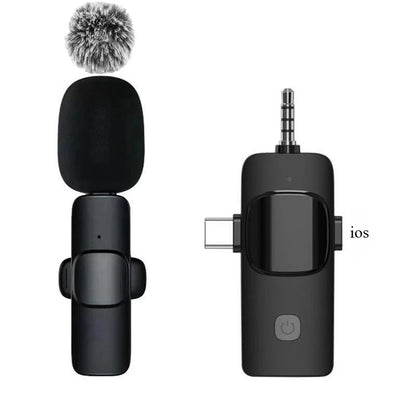 2.4G Wireless Lavalier Microphone Portable Audio Video Recording Mini Mic for iPhone Android Live Broadcast Gaming Phone