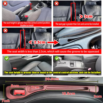 2PCS Black Car Seat Gap Filler Side Seam Plug Strip Leak-proof Filling Strip For All Car Model Wallet Phone Holder Accessories