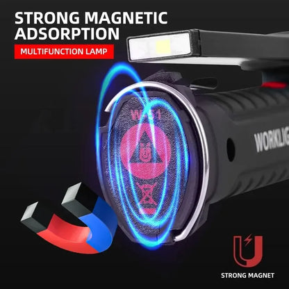 USB Rechargeable LED Camping Flashlight with Magnet And Hook Waterproof Work Light 3 Lighting Modes Suitable for Night Work