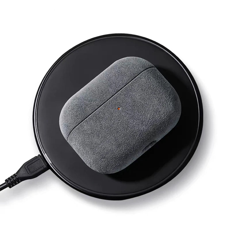Luxury Italian Suede Headphone Case for Airpods 4 3 1 Pro 2 Anti-loss Metal Keychain Wireless Charge All Inclusive Earphone Case