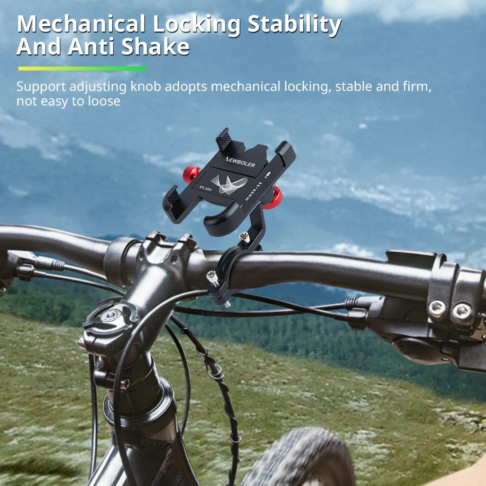 NEWBOLER MTB Phone Mount Stand Bicycle Holder 360° Rotatable Aluminum Adjustable Bike Phone Holder Non-slip Cycling Bracke