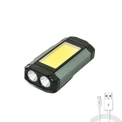 USB Rechargeable LED Flashlight with Magnetic COB Work Light Portable Camping Lantern Type-C Power Bank Function Lamp