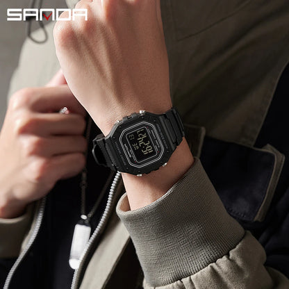 SANDA 2156 Fashion Mens Watch Military Water Resistant Sport Watches Army Big Dial Led Digital Wristwatches Stopwatches For Male