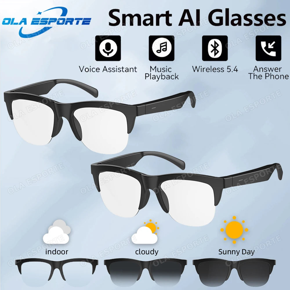 2026 New Smart Sunglasses Glasses Bluetooth Call Outdoor Sports Headphones Voice Navigation Photochromic Lens Waterproof Anti-UV