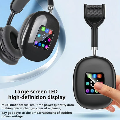 KEBIDUMEI Bluetooth 5.3 Headphones with Color Screen ANC HIFI Stereo Wireless Headsets FM Radio 3.5mm AUX Over Ear Earphones