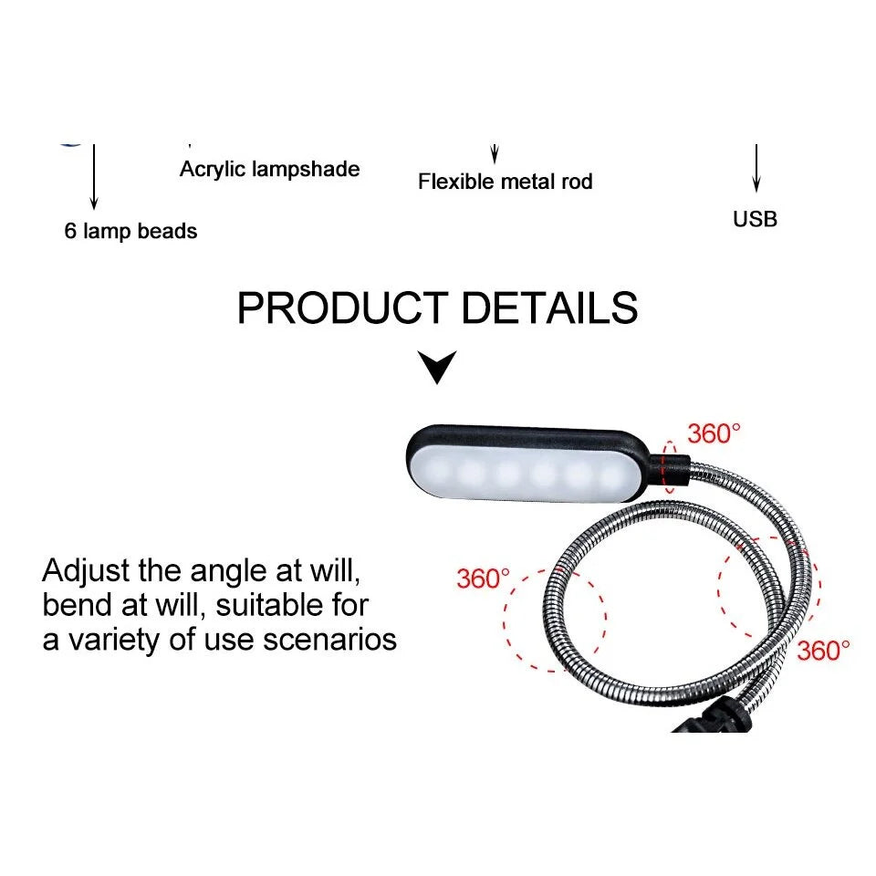 Portable USB LED Reading Lamp Mini Book Light Foldable Camping Night Lights Table Lamps For Power Bank PC Notebook Laptop