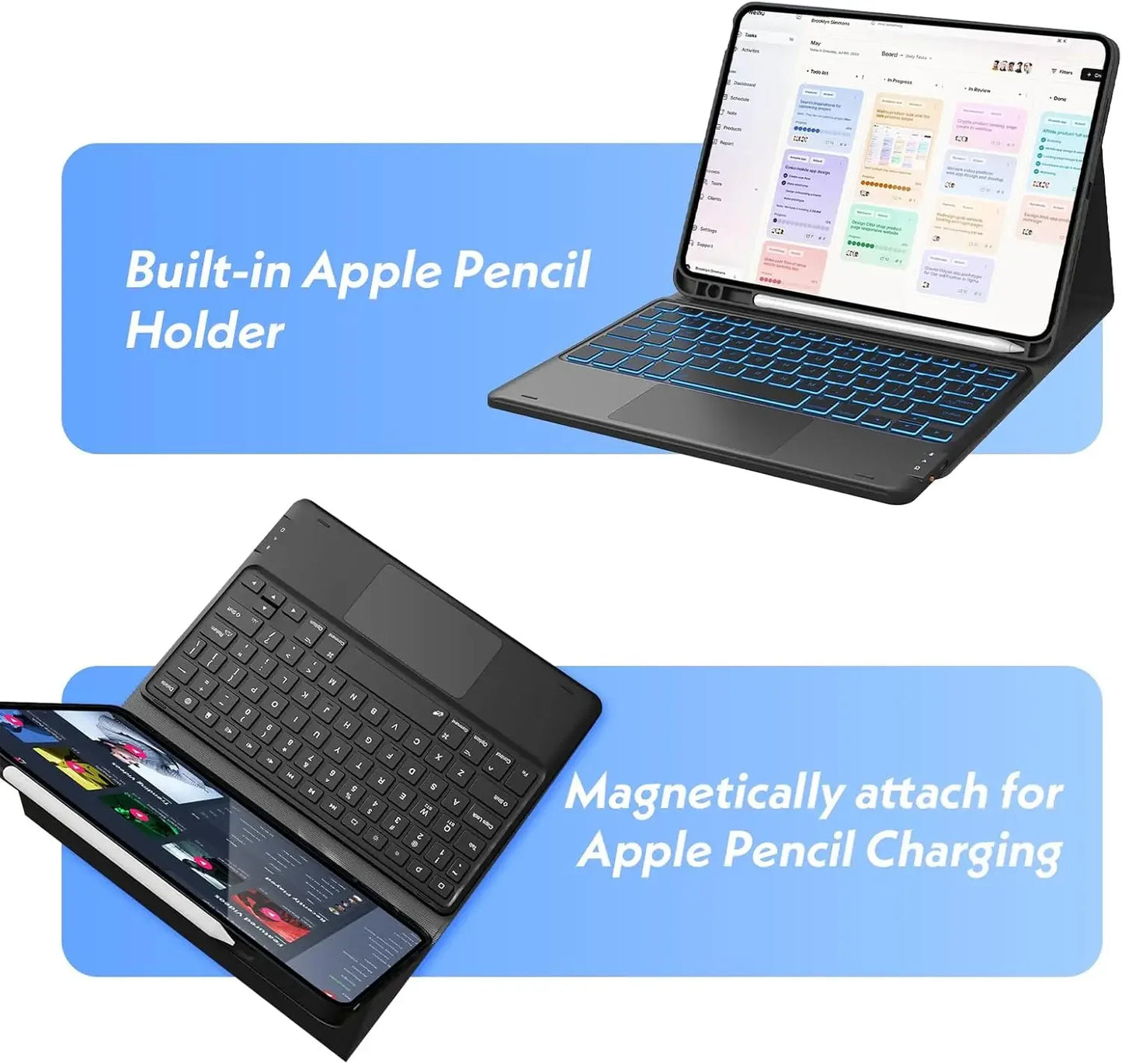 Case for Galaxy Tab S11 Ultra 2025 14.6 Inch ,  Wireless Keyboard Leather Cover with S Pen Holder for SM-X936B/ SM-X930, Black