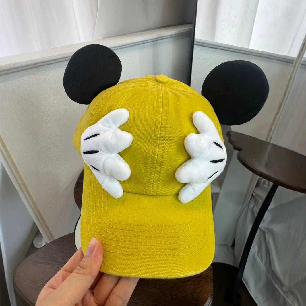 Cute Cartoon Mouse Ear Baseball Caps Adjustable Snapback Hat Outdoor Sports Travel Sun Hat with Curved Brim for Adult Teens