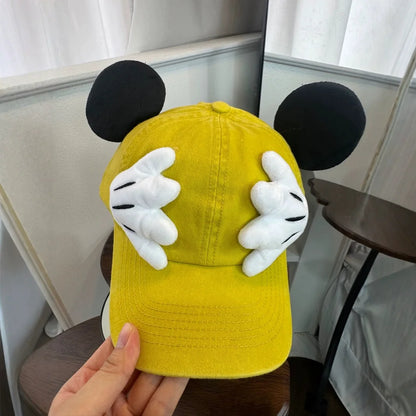 Cute Cartoon Mouse Ear Baseball Caps Adjustable Snapback Hat Outdoor Sports Travel Sun Hat with Curved Brim for Adult Teens