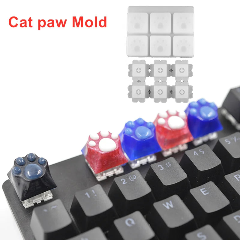 1pcs Manual Mechanical Gaming Keyboard Mold Computer PC Gamer Pet Paw keycaps Silicone Molds Dried Flower Resin Crafts