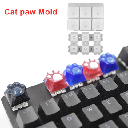 1pcs Manual Mechanical Gaming Keyboard Mold Computer PC Gamer Pet Paw keycaps Silicone Molds Dried Flower Resin Crafts