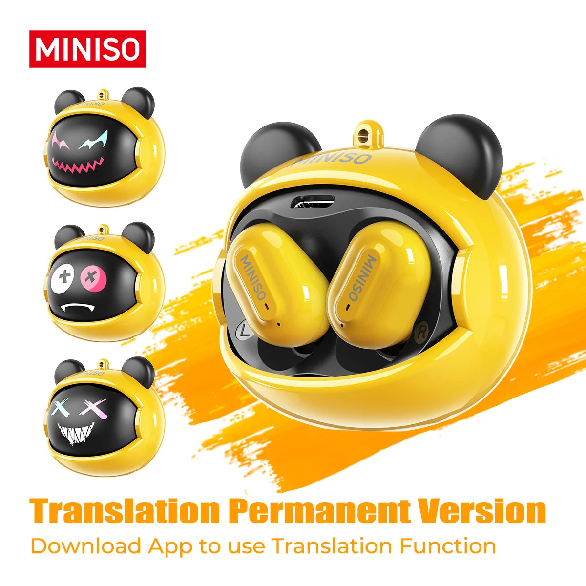 MINISO MS118 Bluetooth Earphone AI Translation Earbuds TWS in-Ear Wireless Headphones Face-Changing Bear DIY Earbuds