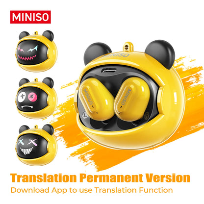 MINISO MS118 Bluetooth Earphone AI Translation Earbuds TWS in-Ear Wireless Headphones Face-Changing Bear DIY Earbuds