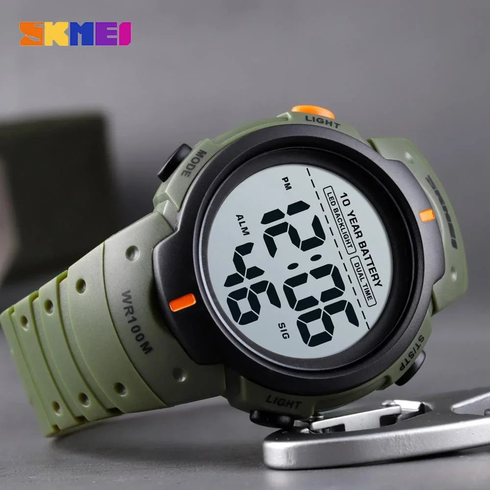 SKMEI 1560 Sport Electronics Watch for Men 100M Waterproof LED Display Digital Mens Wristwatches Stopwatch Military Reloj Hombre