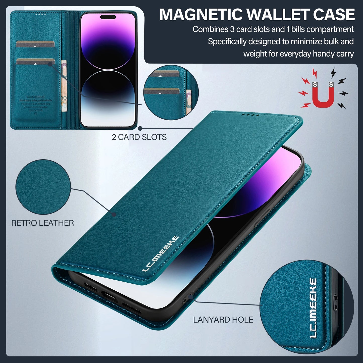 Business Magnetic Flip Leather Case For iPhone 17 Air 16 15 14 Pro Max 16E 13 12 11 Pro XS Max XR X 8 7 Plus SE Card Phone Cover