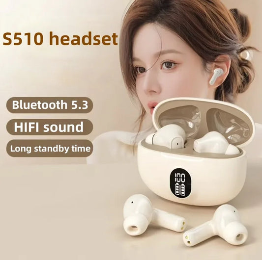 NEW S510 TWS Wireless Headphones LED Power Earphones Digital Display Headset Stereo Sound Bluetooth-compatible 5.3 for Xiaomi