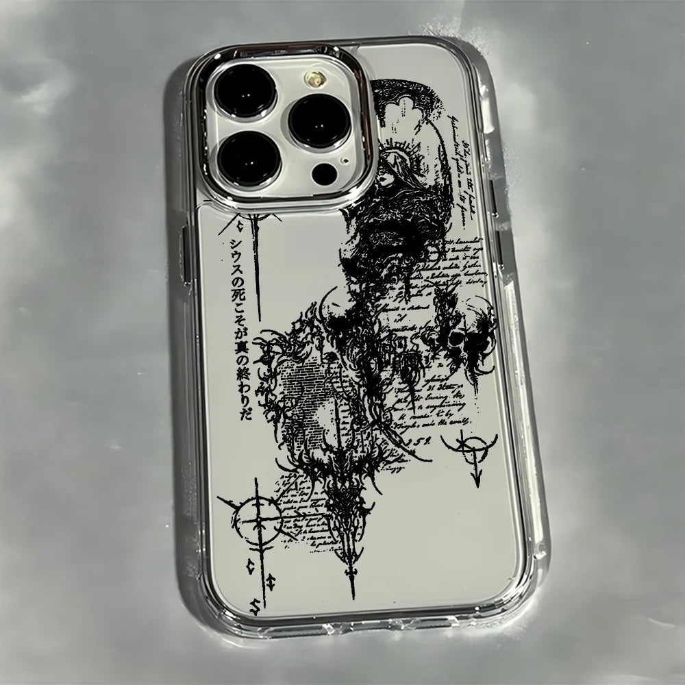 Luxury Dark Gothic Cross Mark Phone Case For iPhone 17 16e 16 15 14 13 12 11 mini Pro Max X XR XSMAX 8 7 Air Plus Soft Cover