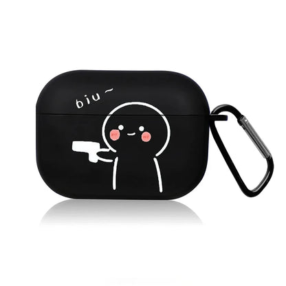 Creative Line Cute Black Earphone Case for AirPods Pro 3/Pro 2 /Pro/4 /3 /1or2 Headset Protective Cover Cute Cartoon Simple Case