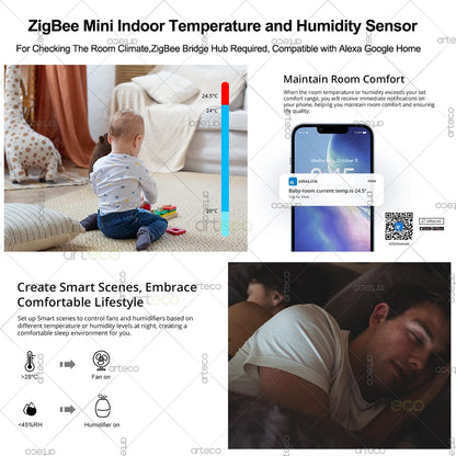 Ewelink ZigBee Smart Temperature Humidity Sensor Battery Powered APP Control Thermometer Hygrometer Controller For Alexa Google
