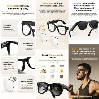 2026 Smart AI Glasses 4K 800W Camera 3600mAh Power Bank 32GB BT Translation ChatGPT Music Photos & Video Sunglasses Men  Women