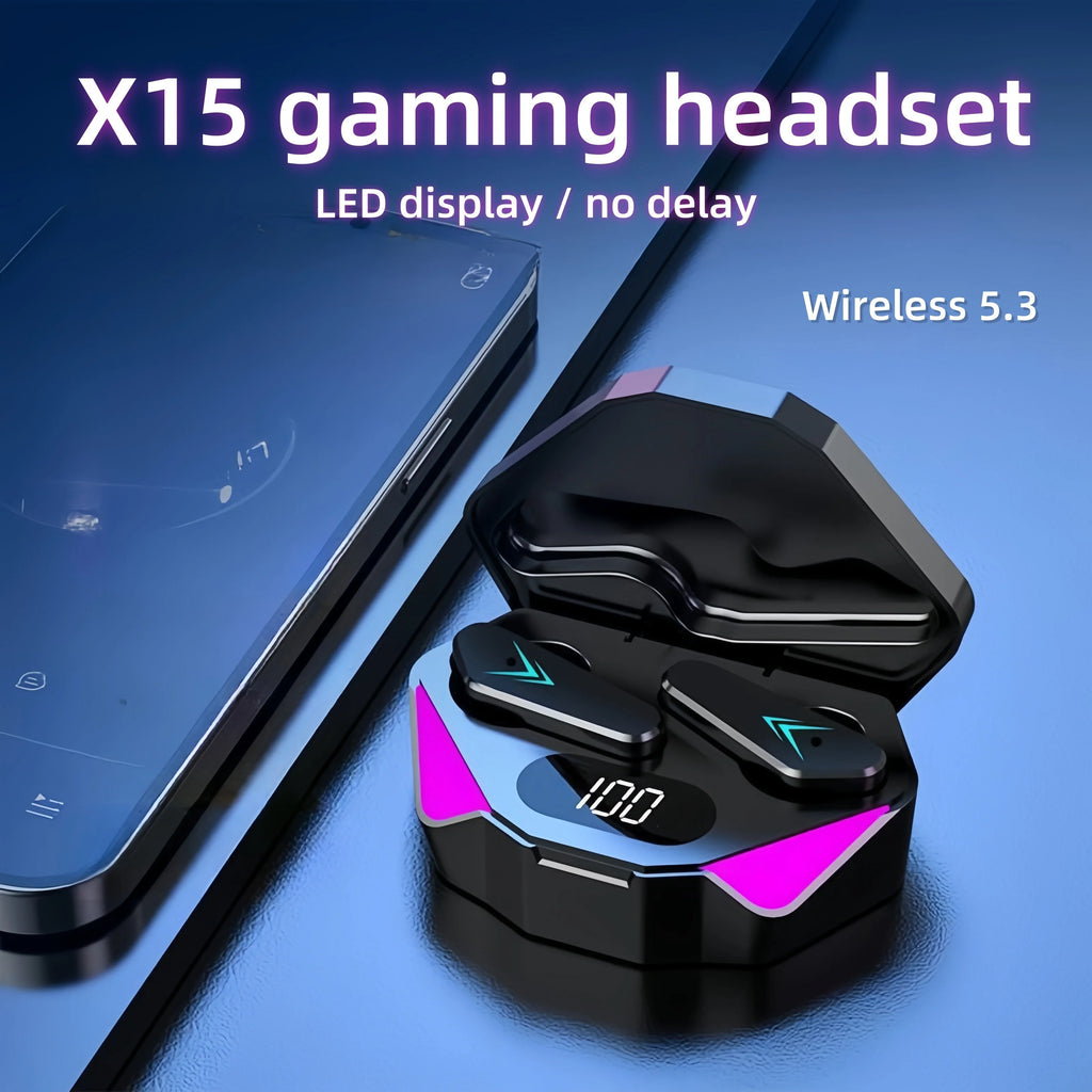 X15 TWS Wireless Bluetooth Headset LED Display Gamer Earbuds with Mic Wireless Headphones Noise Cancelling Bluetooth Earphones