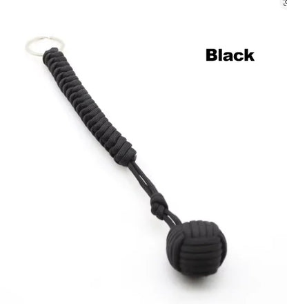 Black Monkey Fist Steel Ball Key Chain for Girls - Outdoor Security Protection Self Defense Lanyard for Bearing Broken Windows