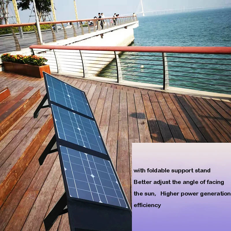100W Foldable Solar Panel DC+USB Fast Charging 18V Solar Cell Folding Bag Power Bank Outdoor for Mobile Phone Camping Hiking
