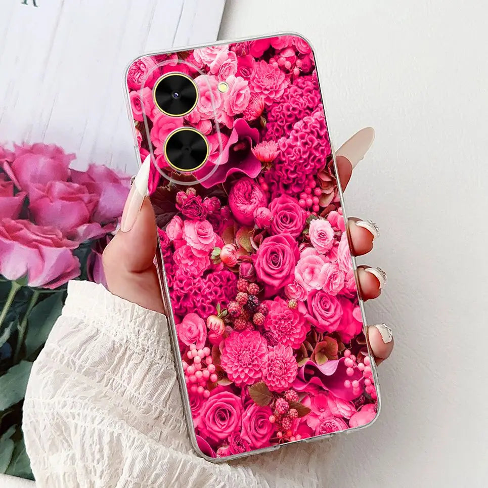 For Cover Xiaomi Redmi A5 4G / Poco C71 Phone Case Colorful Flower Butterfly Love Heart Lxuru Women Fashion Soft Clear Silicone