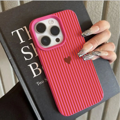 INS Cute Small Love Heart Pattern Fresh Phone Case For iPhone 17 16 15 14 Pro Max 13 12 11 XS X XR 7 8 Plus 16E 17E 17 Air Cover