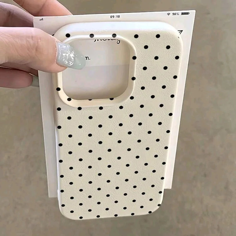 Black Dot Pattern Phone Case For iPhone 17 16 15 14 13 12 11 Pro Max 16E 17 Air 15 14 Plus X XR XS Max Protection Soft Cover