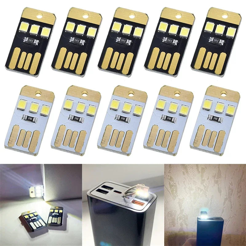 5/10PCS USB LED Reading Lamp DC 5V Night Light Card Lamp Keychain USB Reading Light Book Lights for Laptop PC Power Bank Light