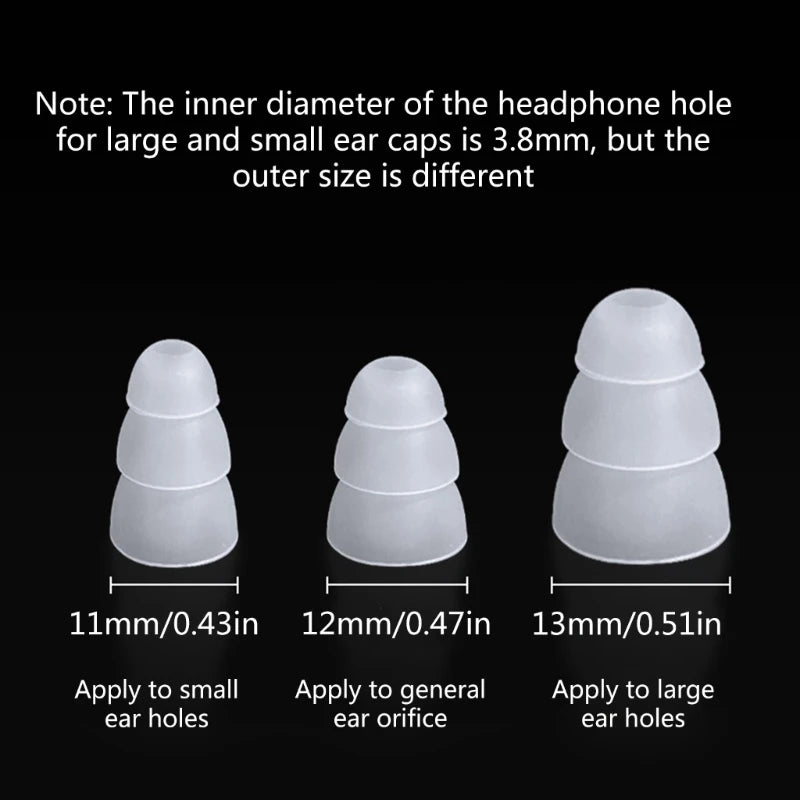 in-Ear Headphones Ear Tips Triple Flange Earpads Perfectly Fits for Earphones with Inner Hole from 3.8mm-4.5mm 896C