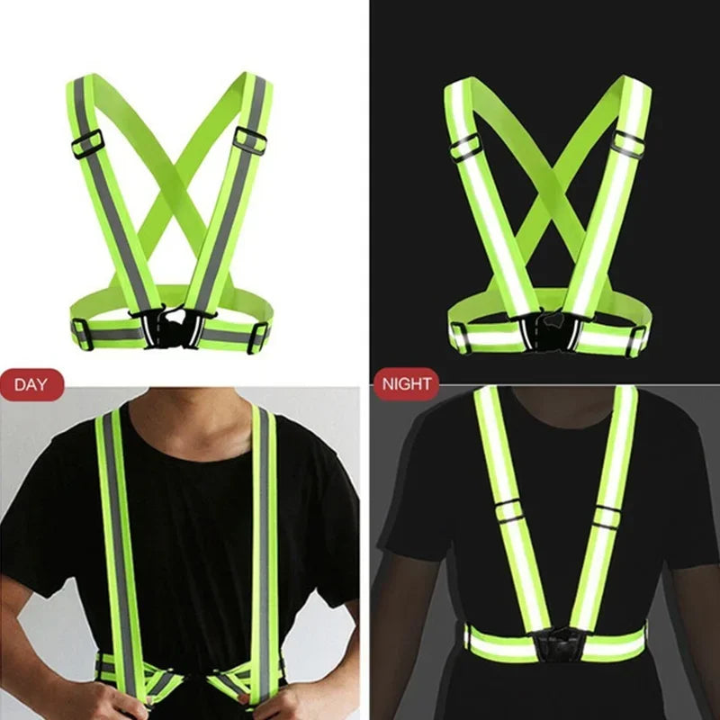 Outdoor Adjustable Safety Vests Night Walking Highlight Reflective Vest Lightweight Biking Safety Straps Waterproof Running Gear