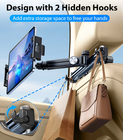 Eary Car Headseat Magnetic Tablet Holder Phone Stand Back Rear Seat Car Accessories 360°Rotatable Foldable Bracket for iPad Pro