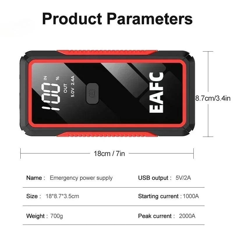 New 2000/1200/600A Car Jump Starter  Car Battery Starters Portable Power Bank 12V Starting Device Booster For Petrol Diesel Car