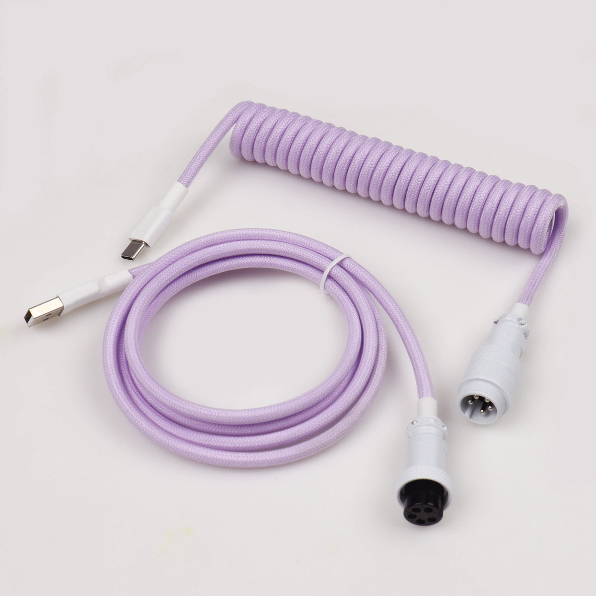 LANO Custom Paracord Coiled Mechanical Keyboard Type C Data Spring Cable GX16 Aviator Coil Spiral Usb C for Gaming Coiled Cable