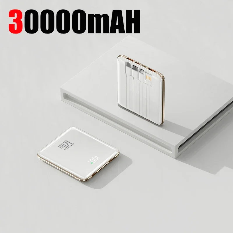 Lenovo 500000mAh Mini Power Bank Large Capacity Super Fast Charging External Battery Built-in 4 Cable For IPhone