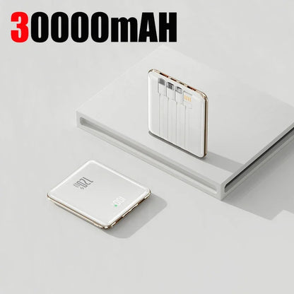Lenovo 500000mAh Mini Power Bank Large Capacity Super Fast Charging External Battery Built-in 4 Cable For IPhone