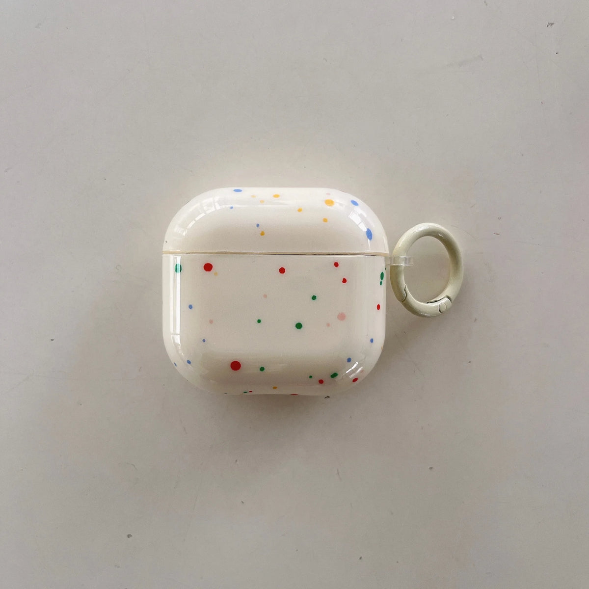 Korean Fashion Color Splash Ink Polka Dot Pure Color with Ring and Tomato Pendant Cover for AirPods 1 2 3 4 Pro 2 Pro 3