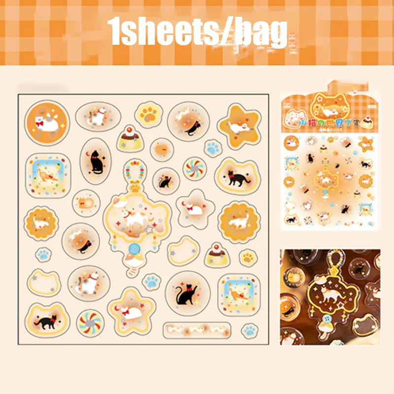 Laser Silver Resin Drop Sticker Sheet Planner Decor Sticker Journal Collage Card Frame Phone Case Mug Card Holder, Mr. Paper