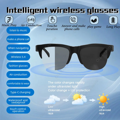 2026 New Smart Sunglasses Glasses Bluetooth Call Outdoor Sports Headphones Voice Navigation Photochromic Lens Waterproof Anti-UV